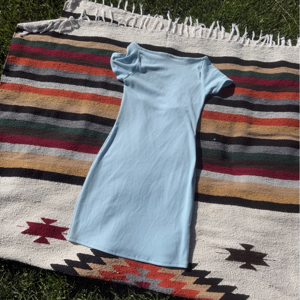 Light Blue Ribbed Dress